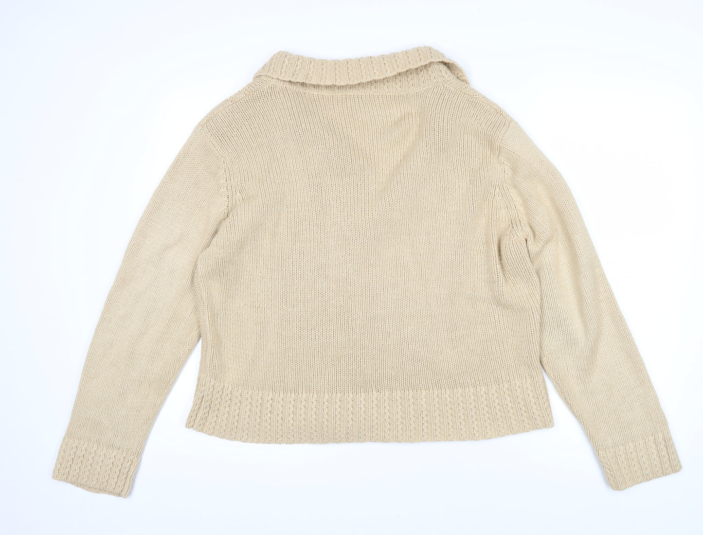Damart Womens Beige Collared Acrylic Cardigan Jumper Size 14