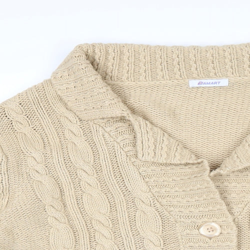 Damart Womens Beige Collared Acrylic Cardigan Jumper Size 14