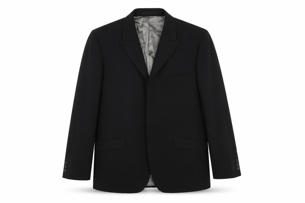 Front view of Jonathan Adams men’s black wool jacket blazer, size 40, regular