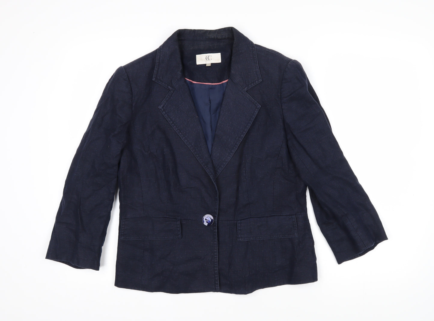 CC Womens Blue Jacket Blazer Size 12 Button