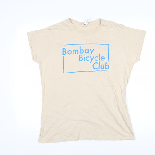 Bombay bicycle club Womens Beige 100% Cotton Basic T-Shirt Size 2XL Round Neck - Bombay Bicycle Club