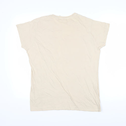 Bombay bicycle club Womens Beige 100% Cotton Basic T-Shirt Size 2XL Round Neck - Bombay Bicycle Club