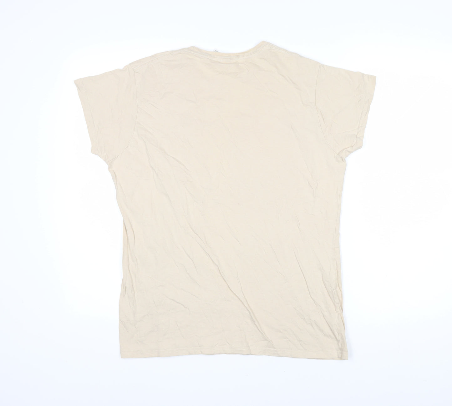 Bombay bicycle club Womens Beige 100% Cotton Basic T-Shirt Size 2XL Round Neck - Bombay Bicycle Club
