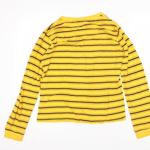 BDG Womens Yellow Striped 100% Cotton Basic T-Shirt Size M Round Neck