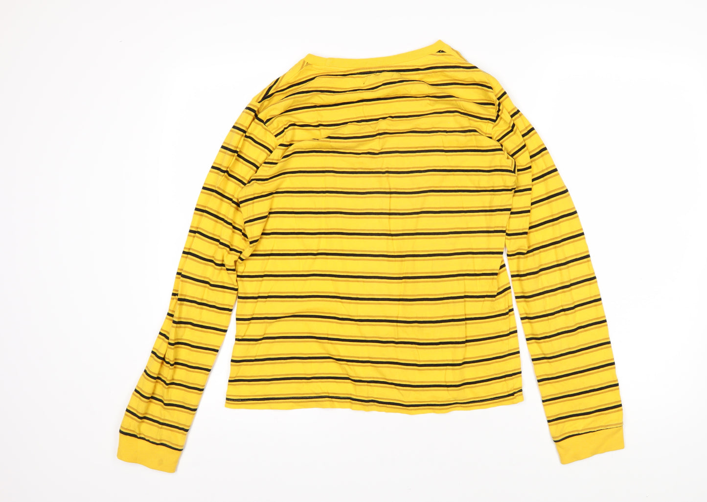 BDG Womens Yellow Striped 100% Cotton Basic T-Shirt Size M Round Neck