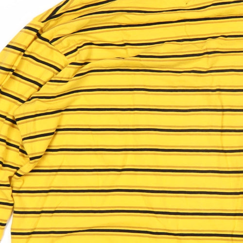 BDG Womens Yellow Striped 100% Cotton Basic T-Shirt Size M Round Neck