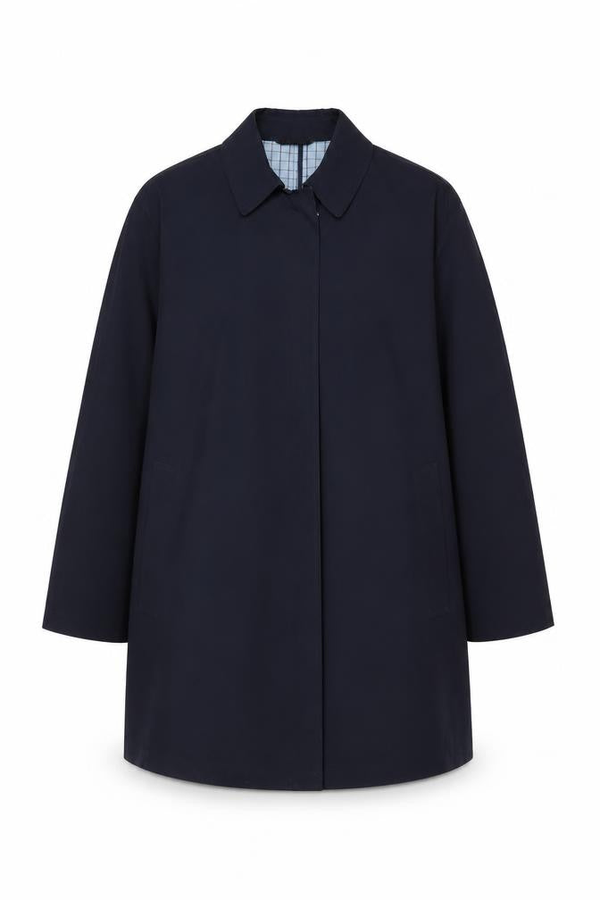 Front view of Danimac men’s blue rain coat coat, size L, zip
