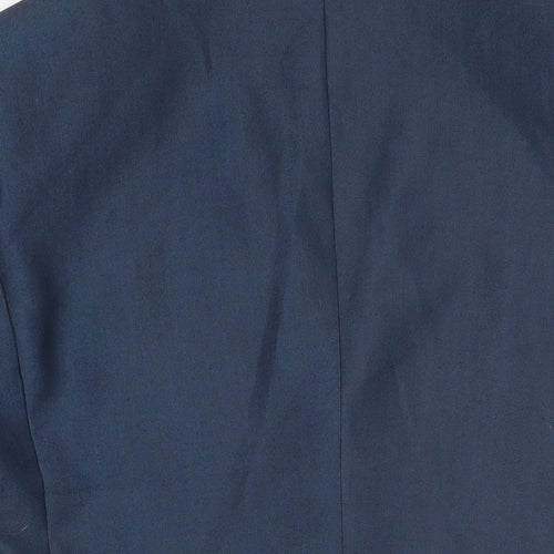 Greenwoods Mens Blue Houndstooth Polyester Jacket Blazer Size 38 Regular