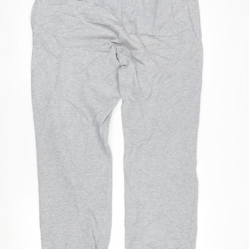 Jack Wills Womens Grey Herringbone Cotton Jogger Trousers Size L L26.5 in Regular Drawstring - Elasticated waist