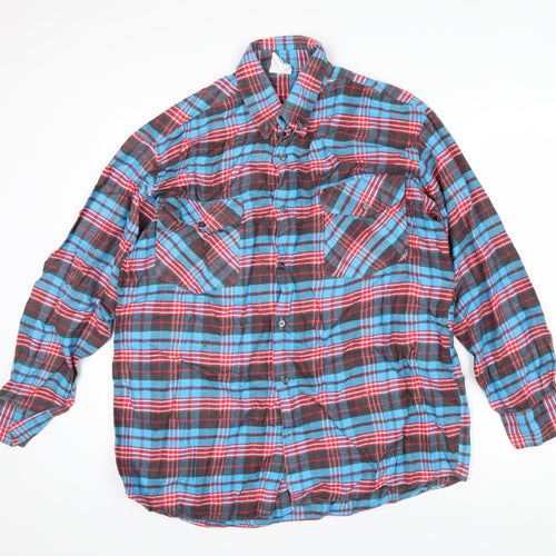 Loving Youth Mens Multicoloured Check Cotton Blend Button-Up Size L Collared Button