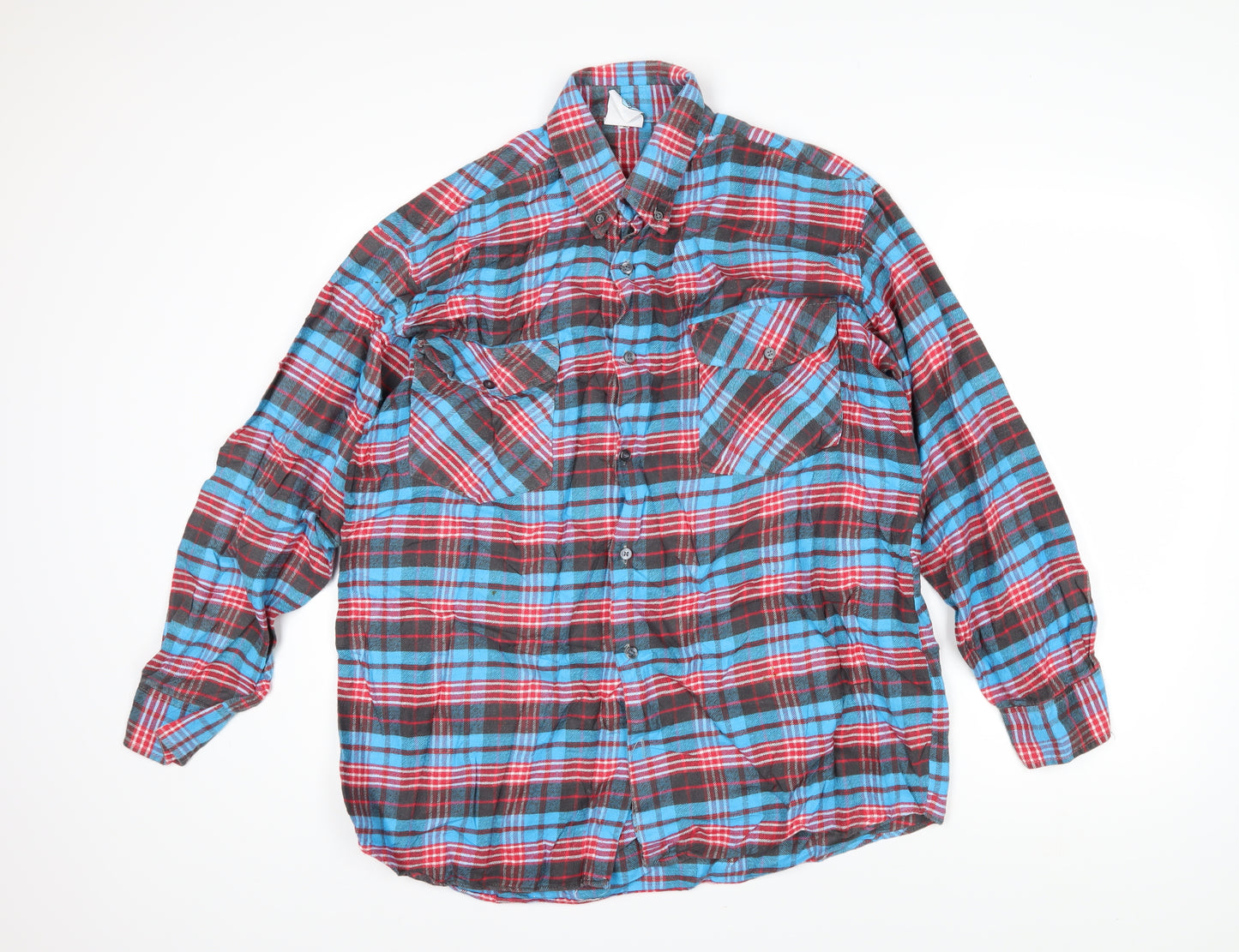 Loving Youth Mens Multicoloured Check Cotton Blend Button-Up Size L Collared Button