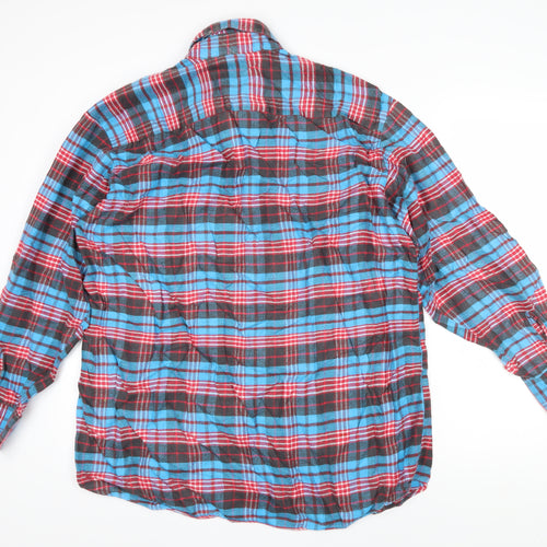 Loving Youth Mens Multicoloured Check Cotton Blend Button-Up Size L Collared Button