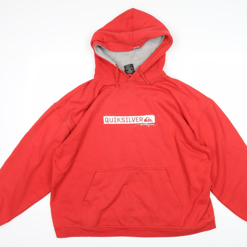 Quiksilver Mens Red Cotton Pullover Hoodie Size XL - Quiksilver Logo