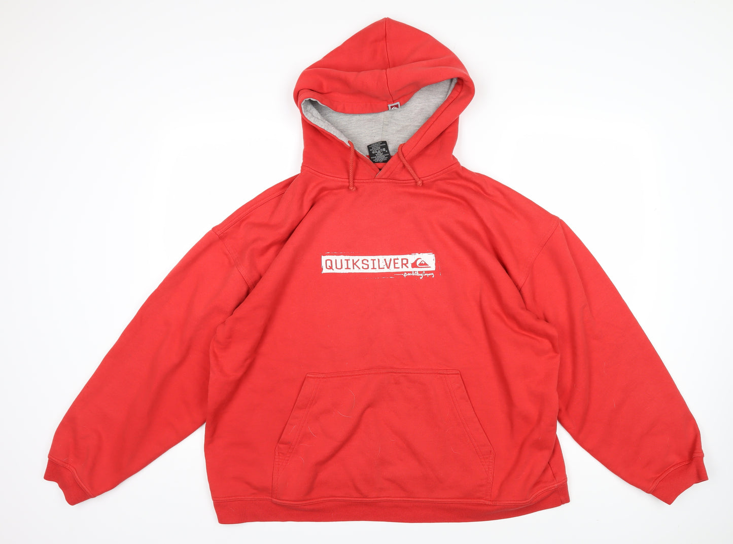 Quiksilver Mens Red Cotton Pullover Hoodie Size XL - Quiksilver Logo