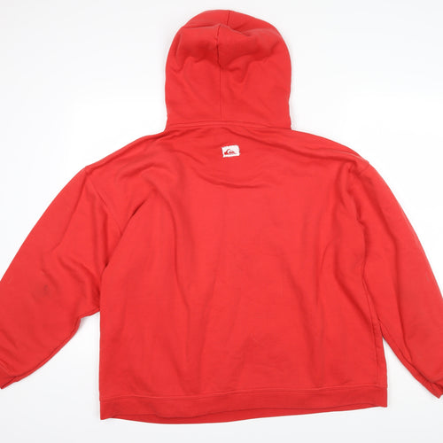 Quiksilver Mens Red Cotton Pullover Hoodie Size XL - Quiksilver Logo