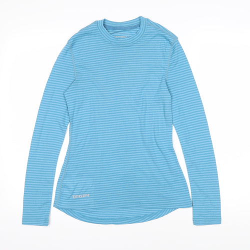 TOG24 Womens Blue Striped Cotton Basic T-Shirt Size 12 Round Neck