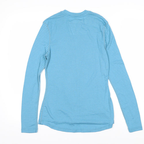 TOG24 Womens Blue Striped Cotton Basic T-Shirt Size 12 Round Neck