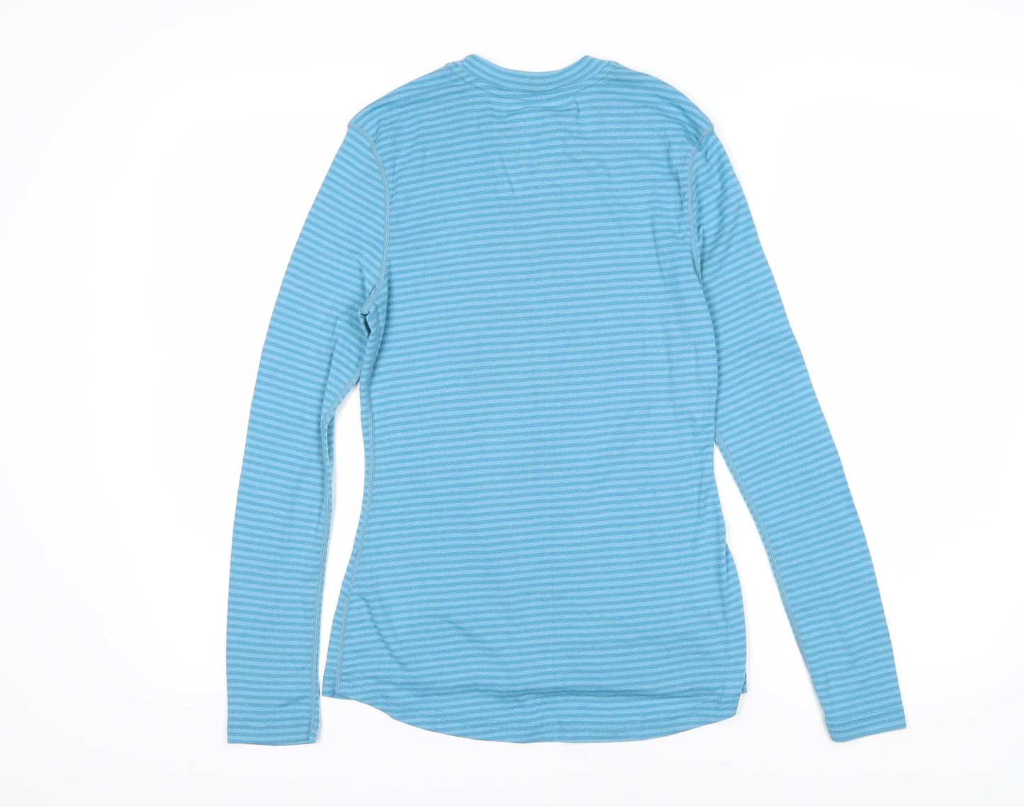 TOG24 Womens Blue Striped Cotton Basic T-Shirt Size 12 Round Neck