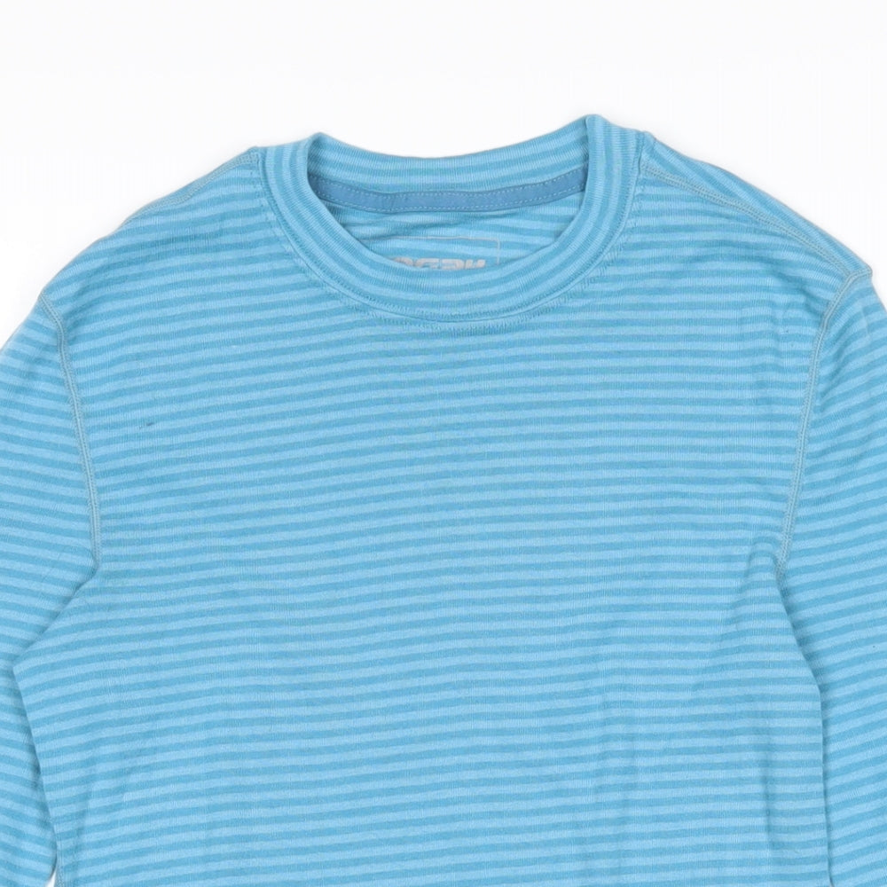 TOG24 Womens Blue Striped Cotton Basic T-Shirt Size 12 Round Neck
