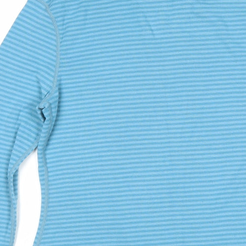 TOG24 Womens Blue Striped Cotton Basic T-Shirt Size 12 Round Neck