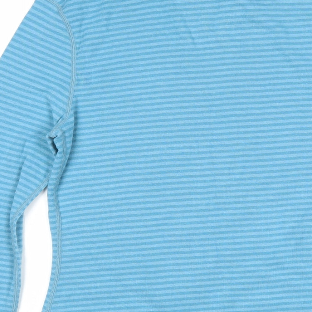 TOG24 Womens Blue Striped Cotton Basic T-Shirt Size 12 Round Neck