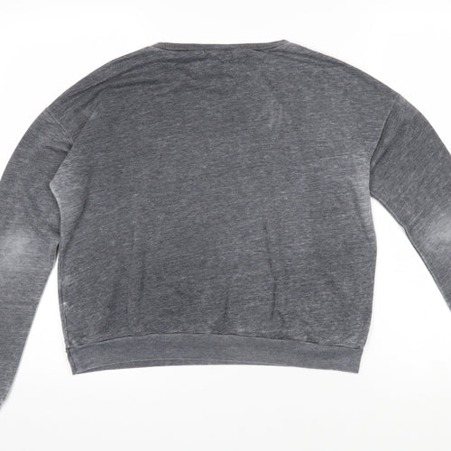 Pull&Bear Womens Grey Cotton Pullover Sweatshirt Size L Pullover - American Flag