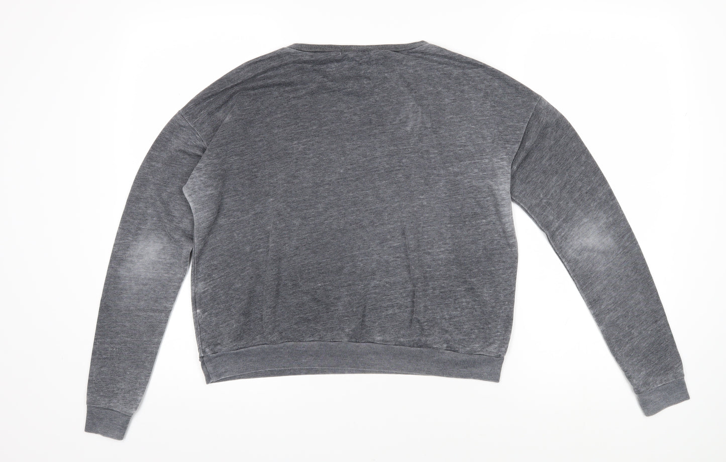 Pull&Bear Womens Grey Cotton Pullover Sweatshirt Size L Pullover - American Flag