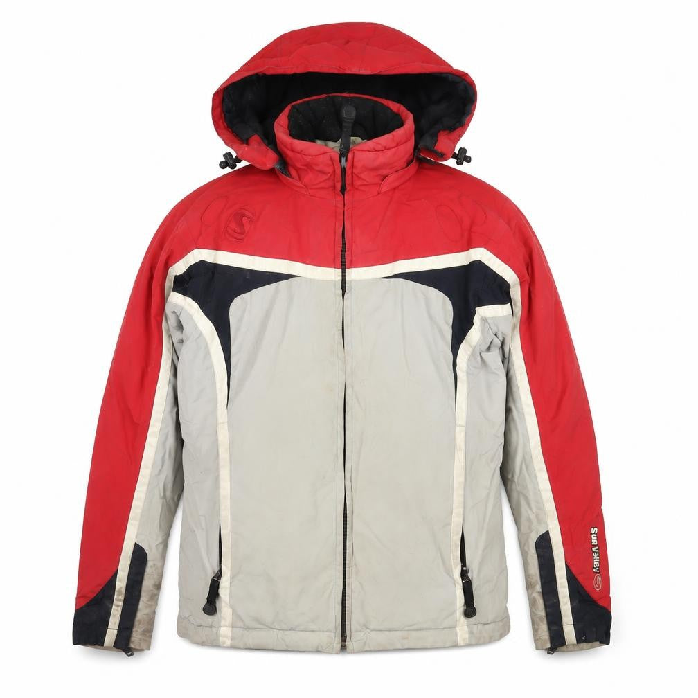 Front view of Sun Valley boys’ multicoloured colourblock jacket, size S, zip
