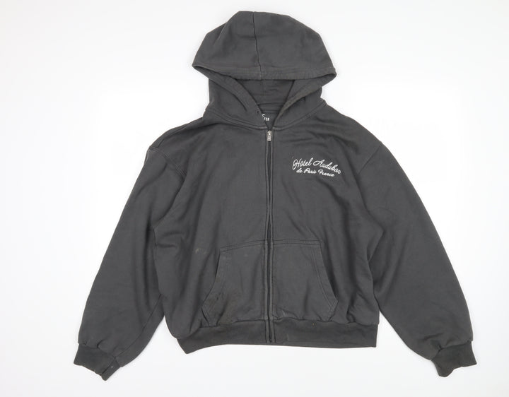 Hollister Womens Grey Houndstooth Polyester Full Zip Hoodie Size L Zip - Hotel Audubon de Paris France 1987
