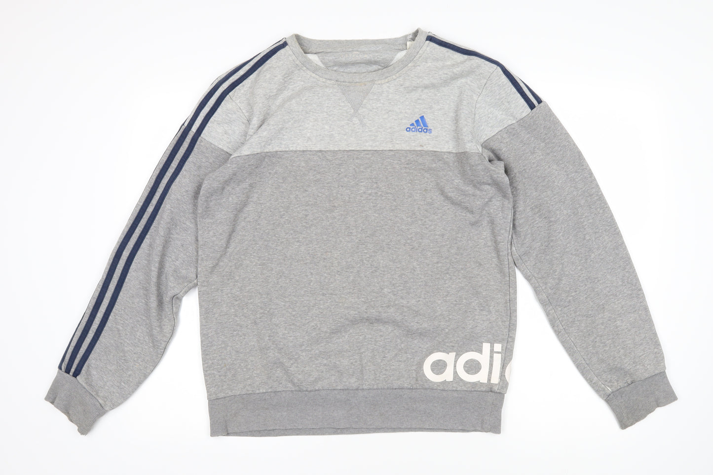 Addidas Mens Grey Polyester Pullover Sweatshirt Size M - Addidas logo