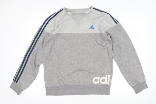 Addidas Mens Grey Polyester Pullover Sweatshirt Size M - Addidas logo