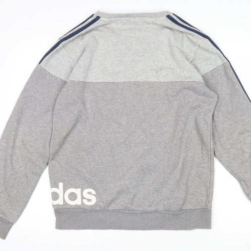 Addidas Mens Grey Polyester Pullover Sweatshirt Size M - Addidas logo