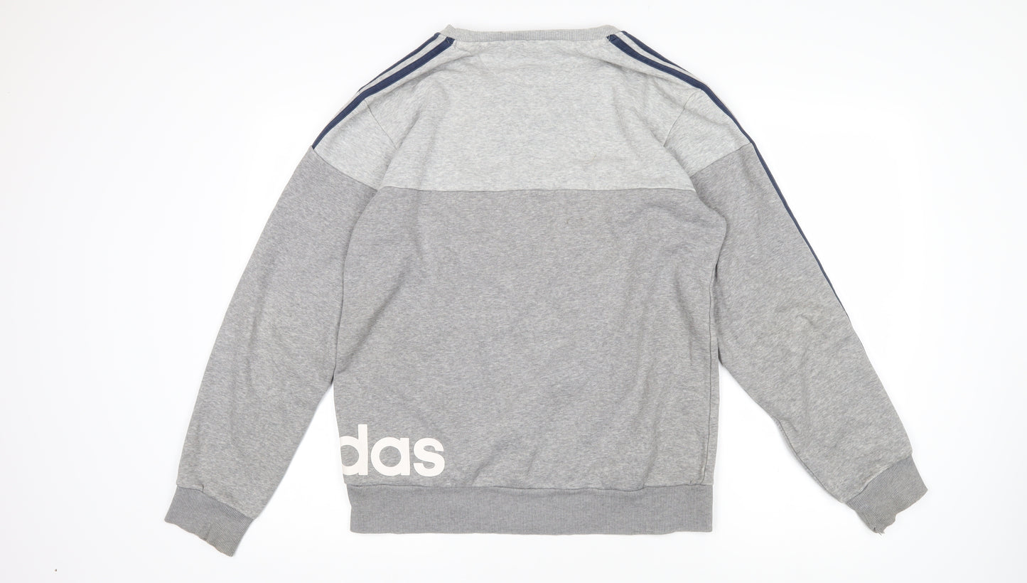 Addidas Mens Grey Polyester Pullover Sweatshirt Size M - Addidas logo