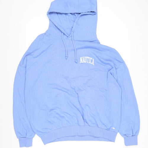 Nautica Womens Blue Polyester Pullover Hoodie Size L Pullover