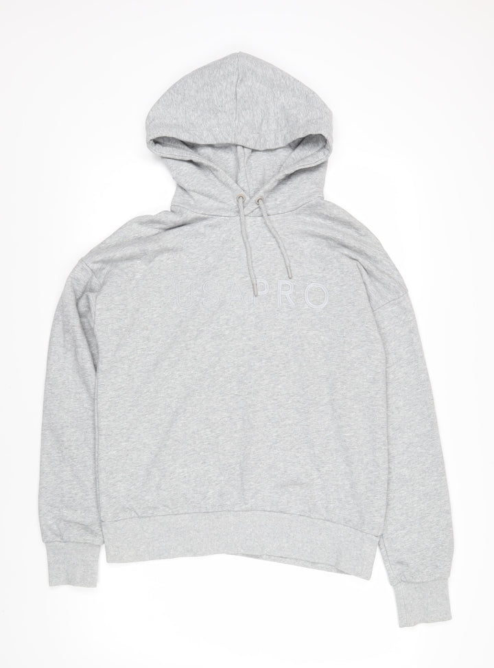 USA Pro Womens Grey Polyester Pullover Hoodie Size 14 Pullover