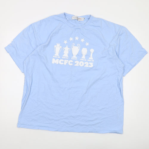 Philosophy Football Mens Blue Cotton T-Shirt Size 2XL Crew Neck - MCFC 2023