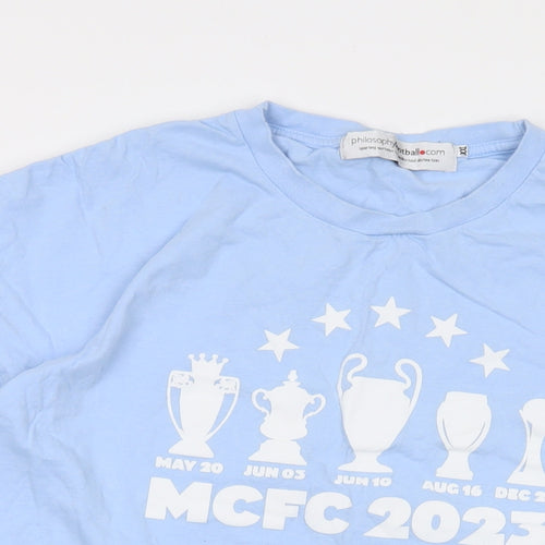 Philosophy Football Mens Blue Cotton T-Shirt Size 2XL Crew Neck - MCFC 2023