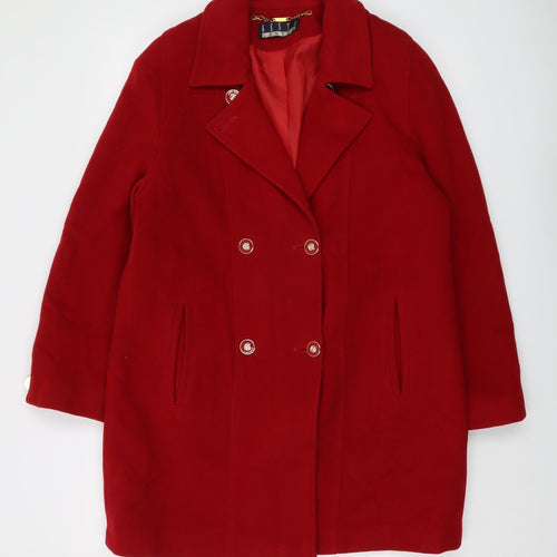 Kesta Womens Red Overcoat Coat Size 12 Button
