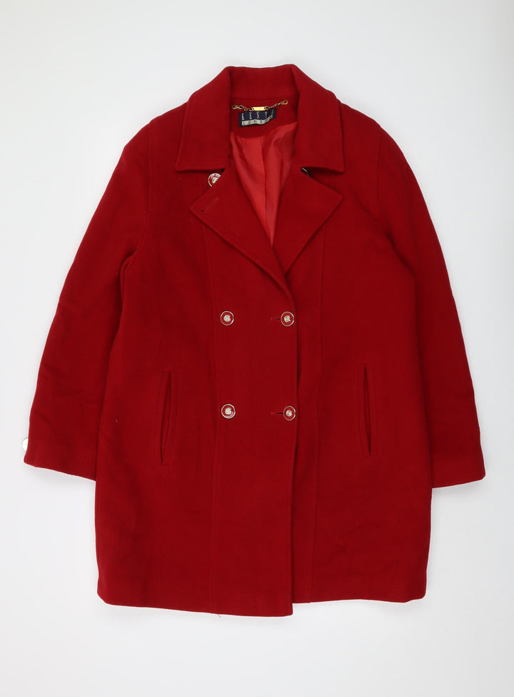 Kesta Womens Red Overcoat Coat Size 12 Button