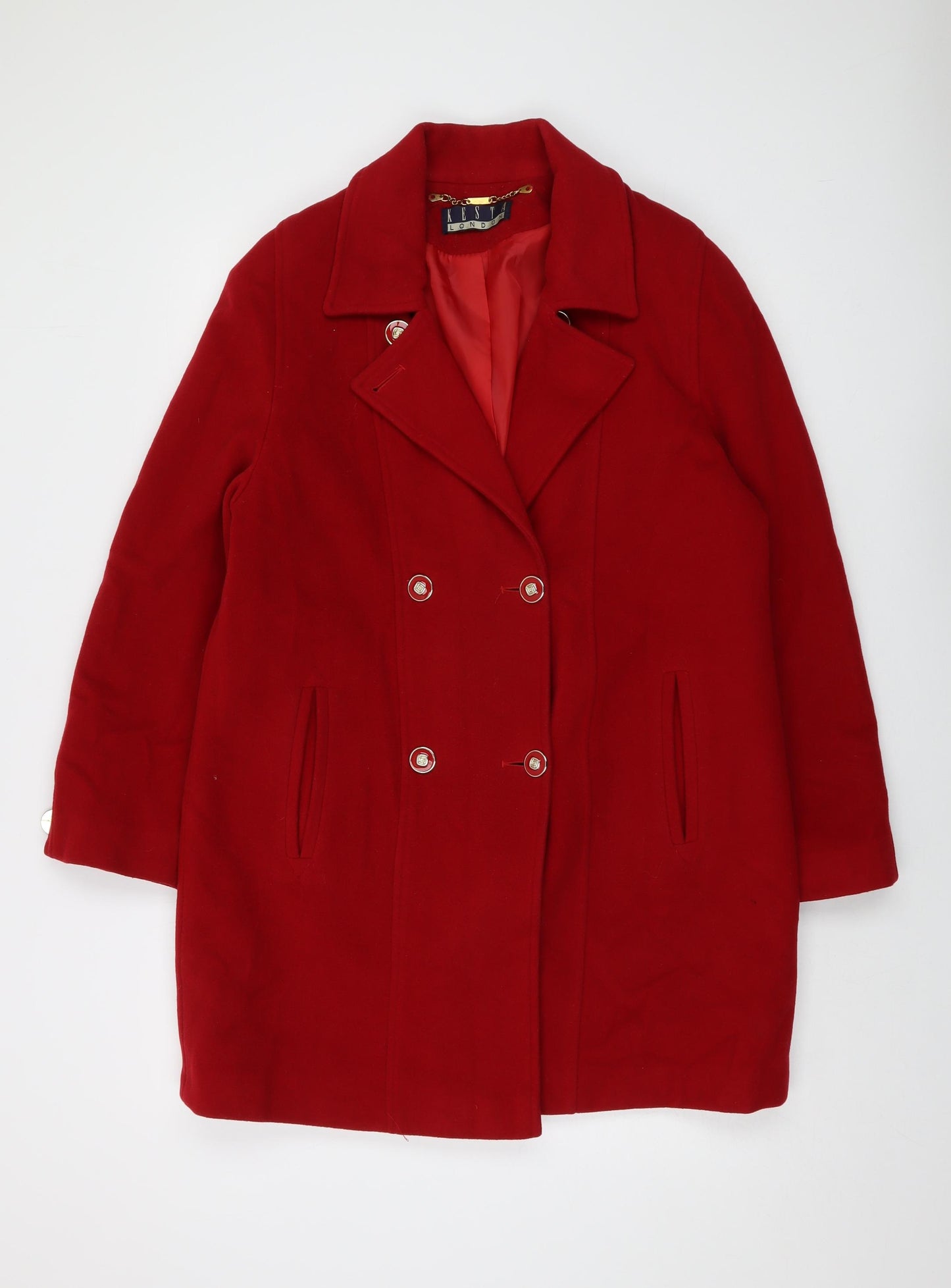 Kesta Womens Red Overcoat Coat Size 12 Button