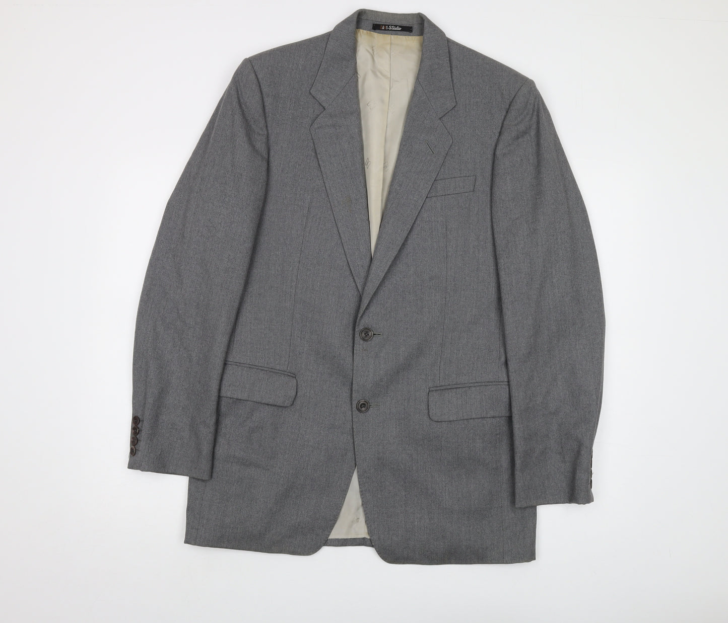 DAKS Mens Grey Wool Jacket Suit Jacket Size 40 Regular