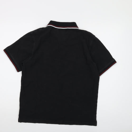 Ben Sherman Mens Black Cotton Polo Size L Collared Button