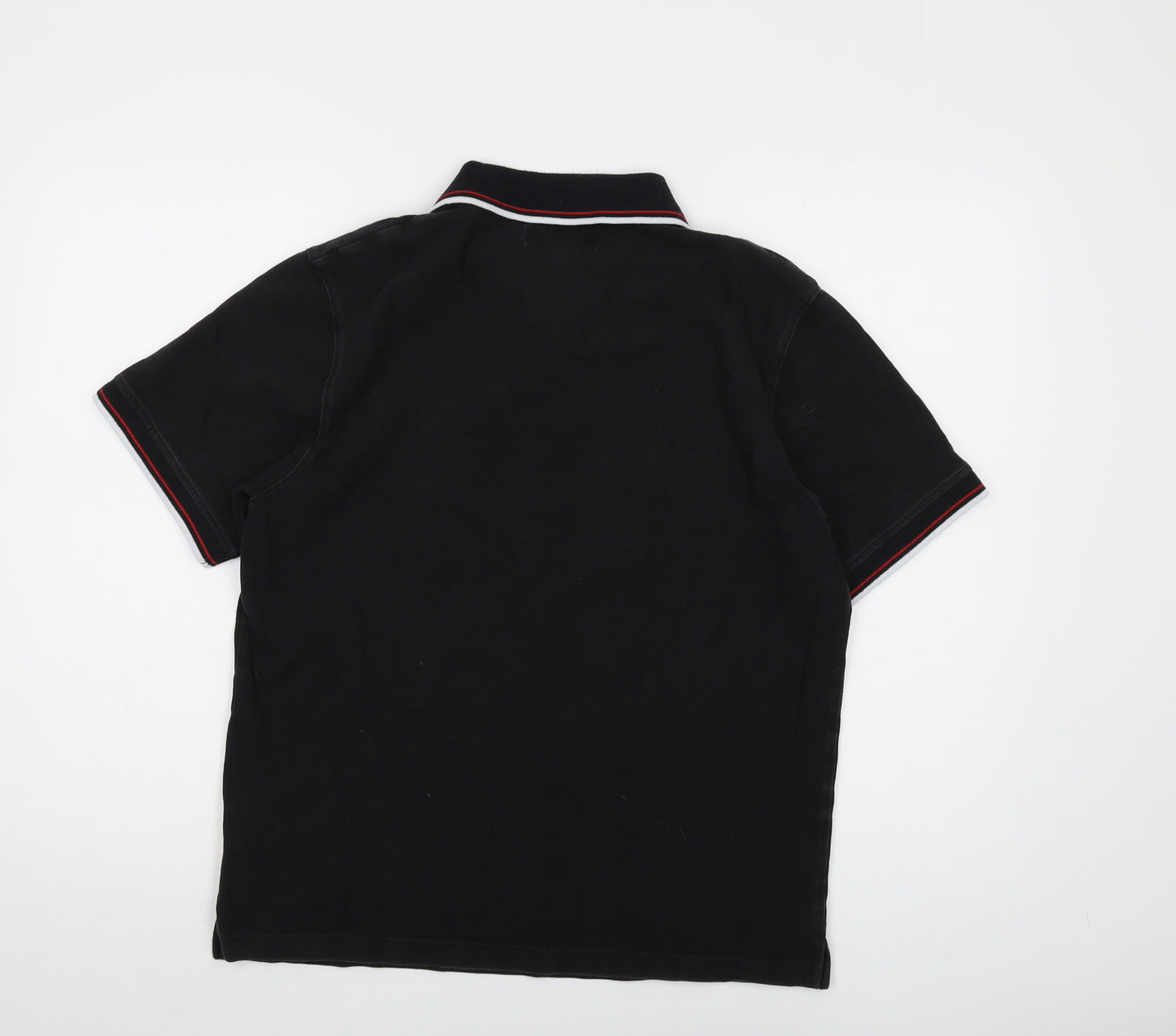 Ben Sherman Mens Black Cotton Polo Size L Collared Button