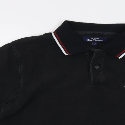 Ben Sherman Mens Black Cotton Polo Size L Collared Button