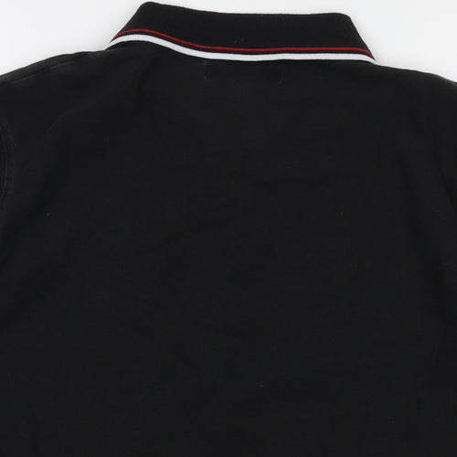 Ben Sherman Mens Black Cotton Polo Size L Collared Button