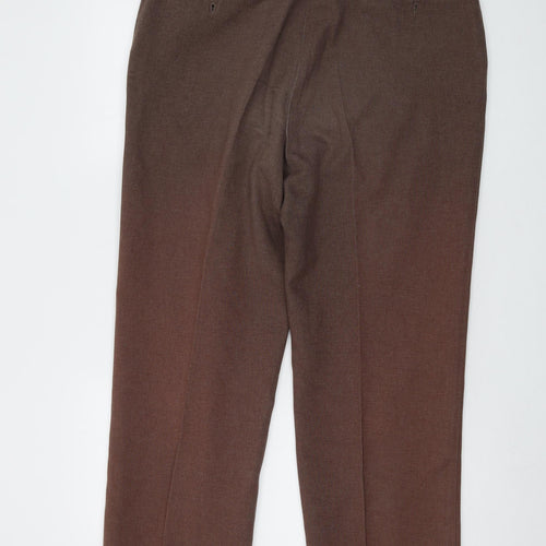 Farah Mens Brown Polyester Trousers Size 36 in L29 in Regular Button