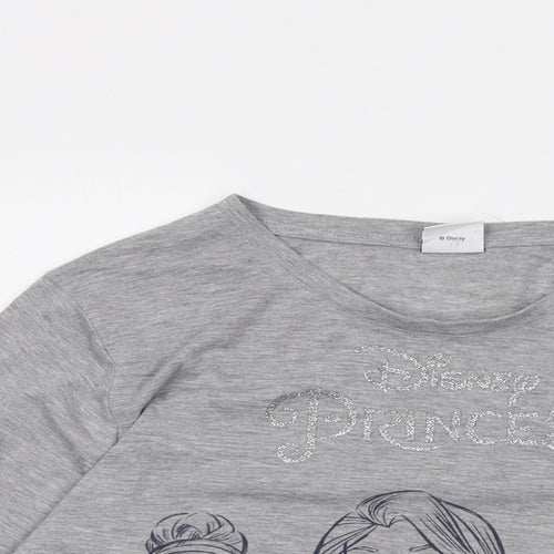 Disney Womens Grey Polyester Basic T-Shirt Size M Crew Neck - Disney Princes