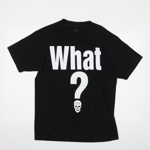 Authentic Mens Black Cotton T-Shirt Size M Crew Neck