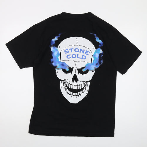 Authentic Mens Black Cotton T-Shirt Size M Crew Neck