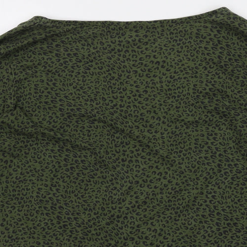 Whistles Womens Green Animal Print Lyocell Basic T-Shirt Size 12 Square Neck